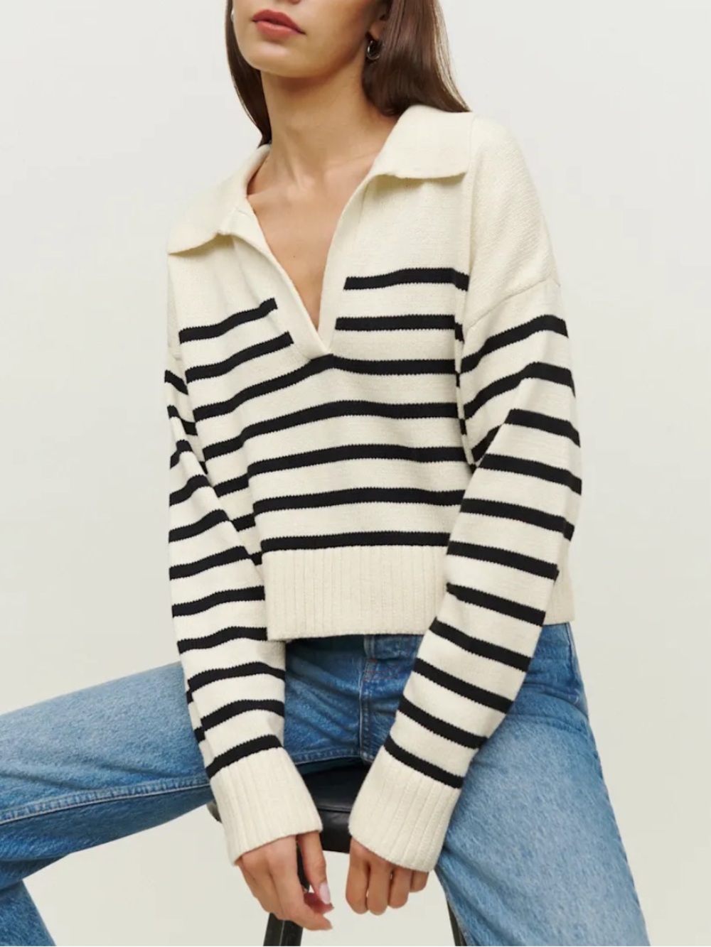 Reformation Francesco Cotton Polo Sweater